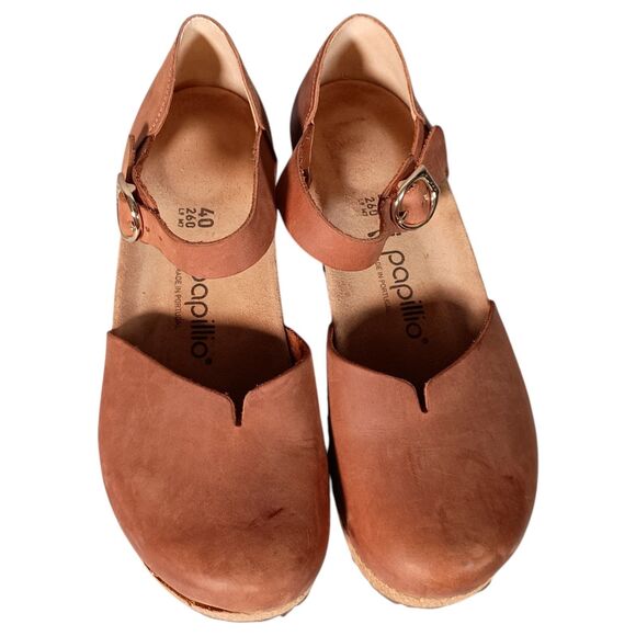 Birkenstock Papillio Shoes Leather Closed Toe Mary Wedge Heel Brown Womens 9 - Picture 5 of 13